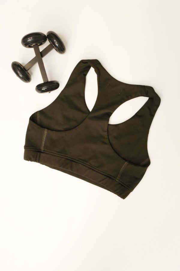 Navy Green Compression sports Bra - Image 2