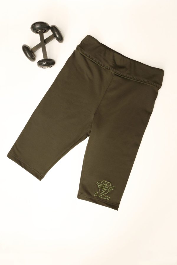 Navy Green Sport Short Leggings