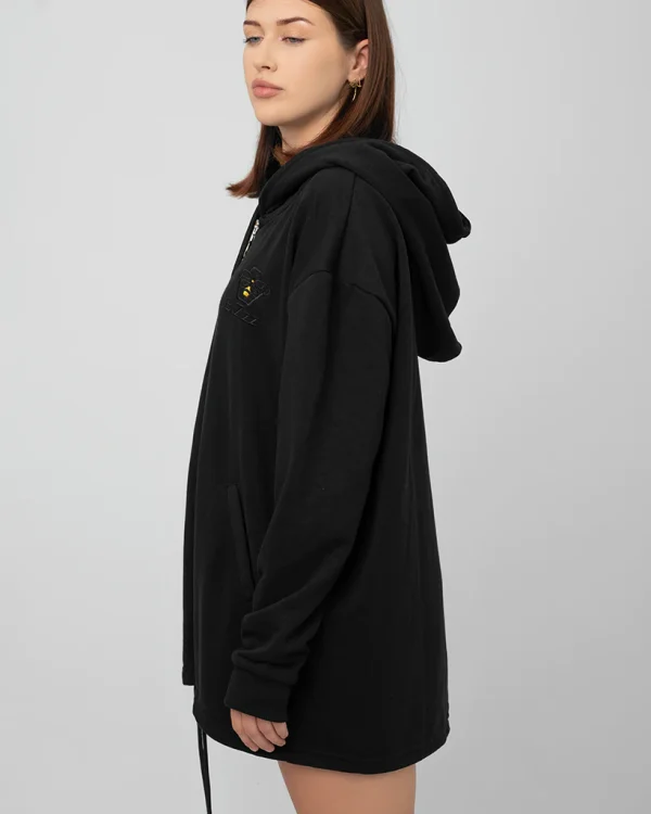 Oversized Zipping Hoodie Unisex Black - Image 3