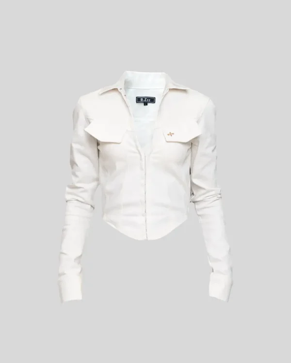 BOLD DENIM TOP WHITE