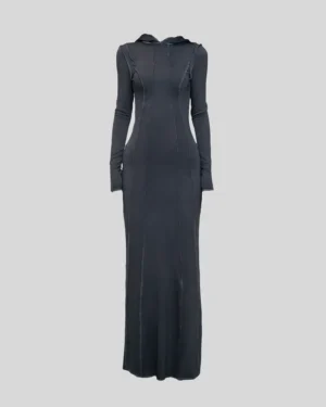HOODED MAXI Dress GREY