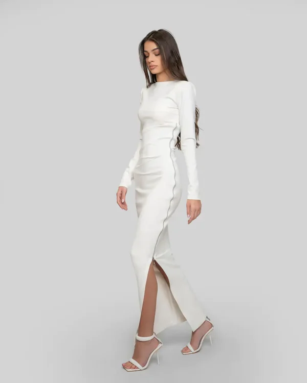 Sculpted Zip Dress White - Image 3