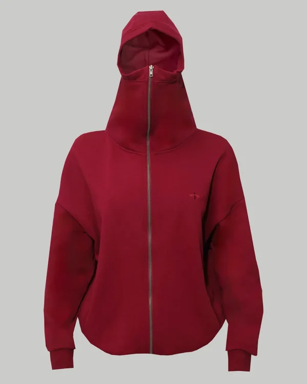 CORE ZIPPING HOODIE IN BORDO