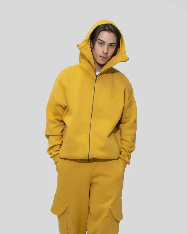 CORE ZIPPING HOODIE IN MUSTARD - Image 3