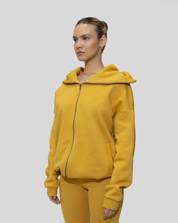 CORE ZIPPING HOODIE IN MUSTARD - Image 5