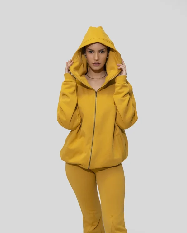 CORE ZIPPING HOODIE IN MUSTARD - Image 7