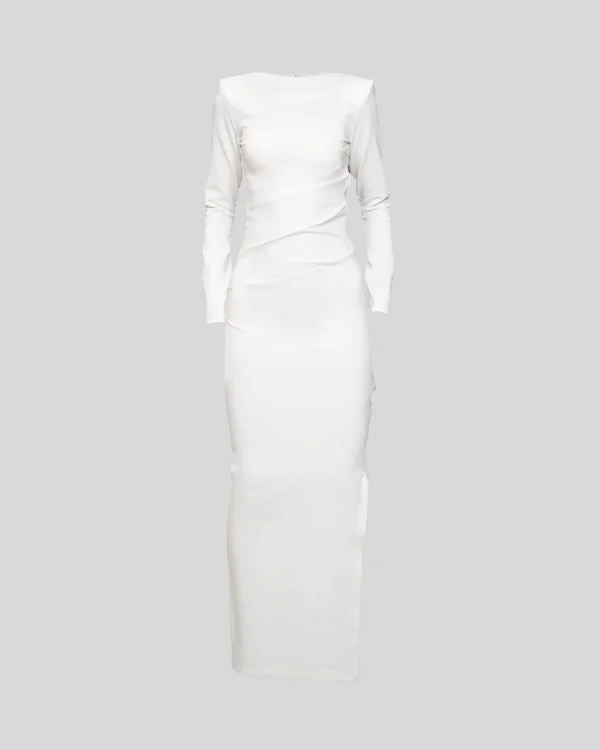 Sculpted Zip Dress White