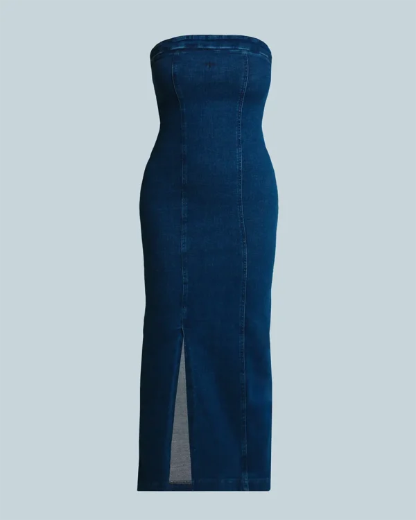 DENIM CRUSH MAXI DRESS