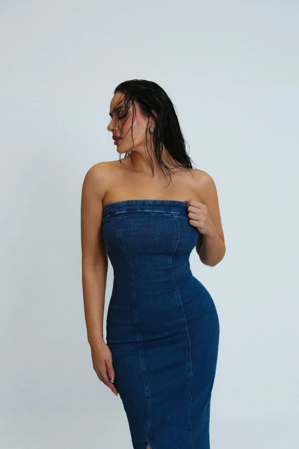 DENIM CRUSH MAXI DRESS - Image 5