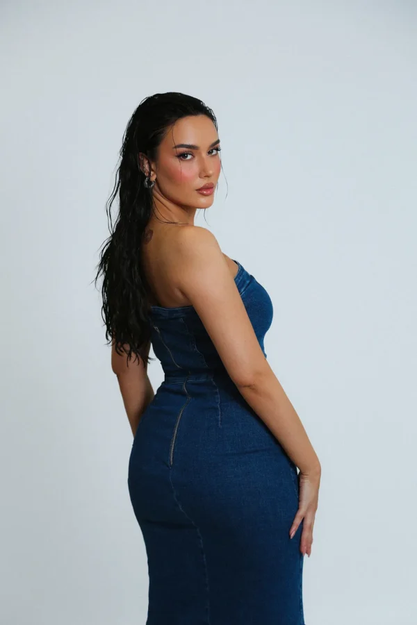 DENIM CRUSH MAXI DRESS - Image 4
