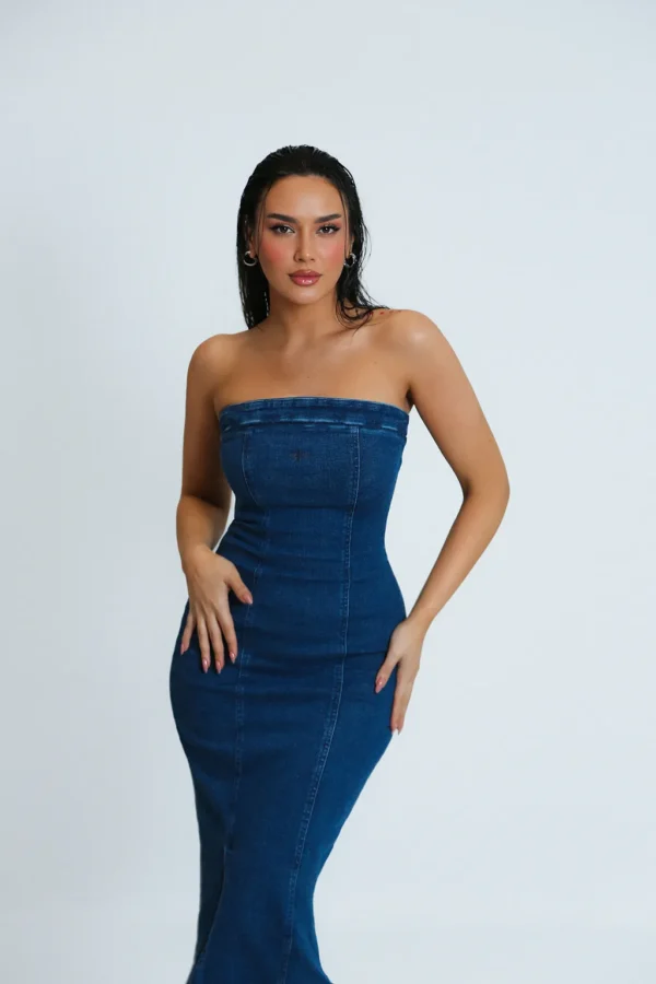 DENIM CRUSH MAXI DRESS - Image 3