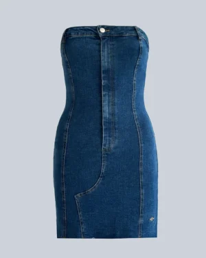 DENIM CRUSH MINI DRESS