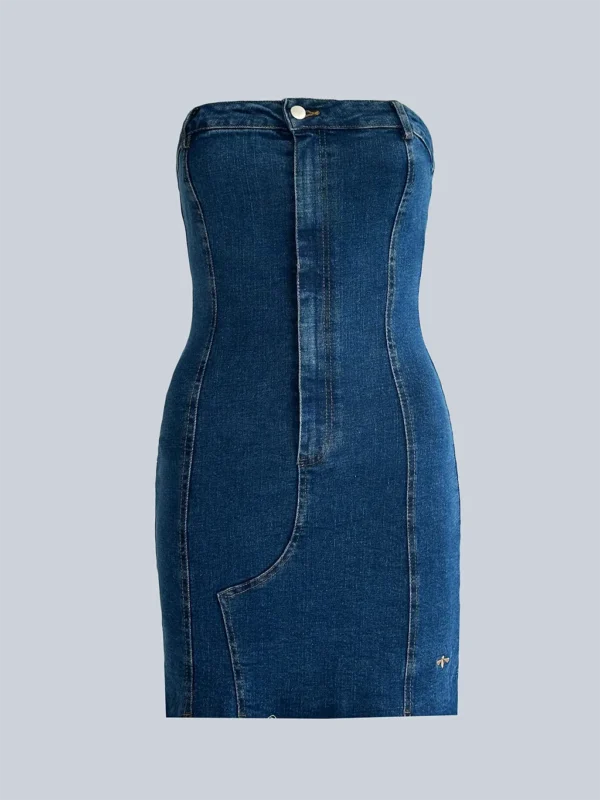 DENIM CRUSH MINI DRESS