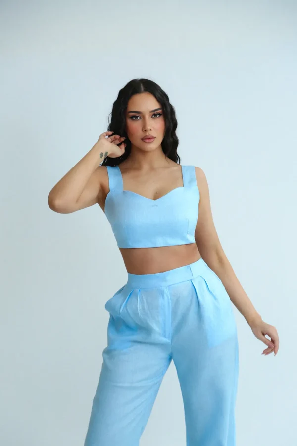 LINEN ROOTS CROP IN BABY BLUE - Image 2