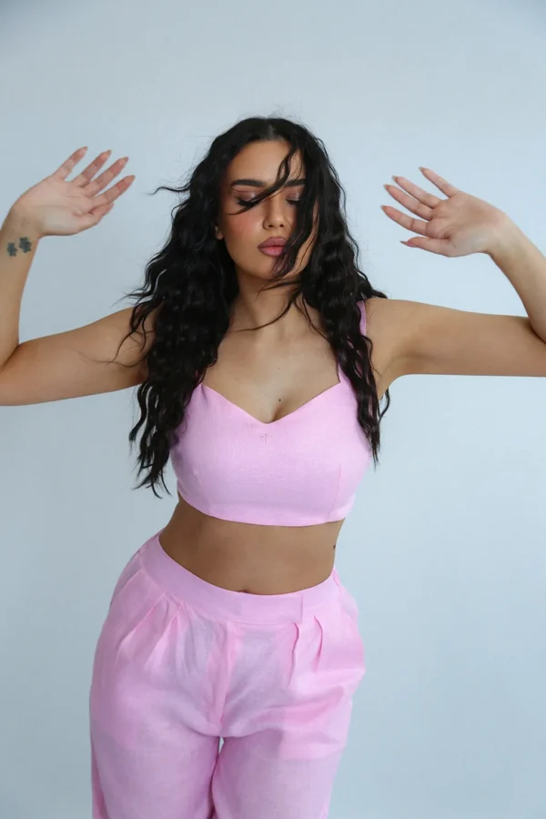 LINEN ROOTS CROP IN BABY PINK - Image 2