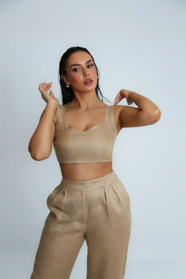 LINEN ROOTS CROP IN BEIGE - Image 4