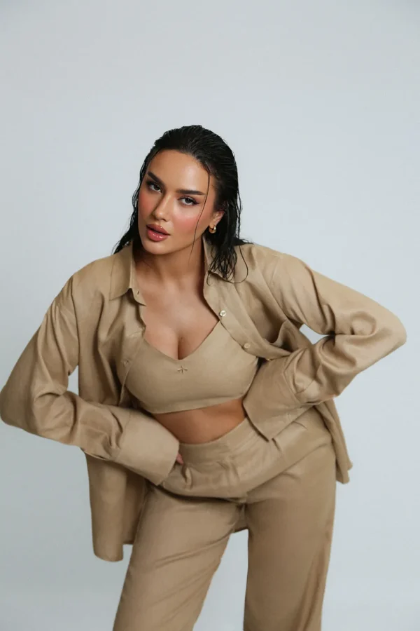 LINEN ROOTS CROP IN BEIGE - Image 2