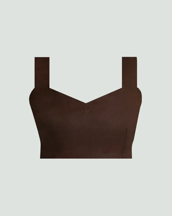 LINEN ROOTS CROP IN BROWN