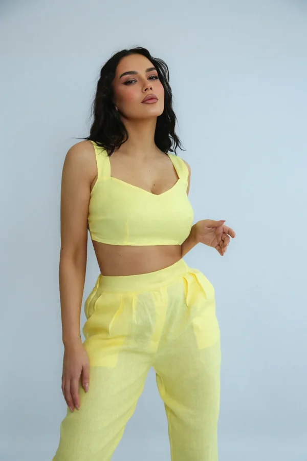 LINEN ROOTS CROP IN YELLOW - Image 2