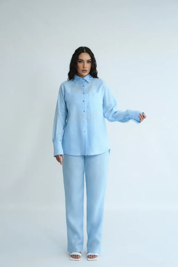 LINEN ROOTS PANTS IN BABY BLUE - Image 3