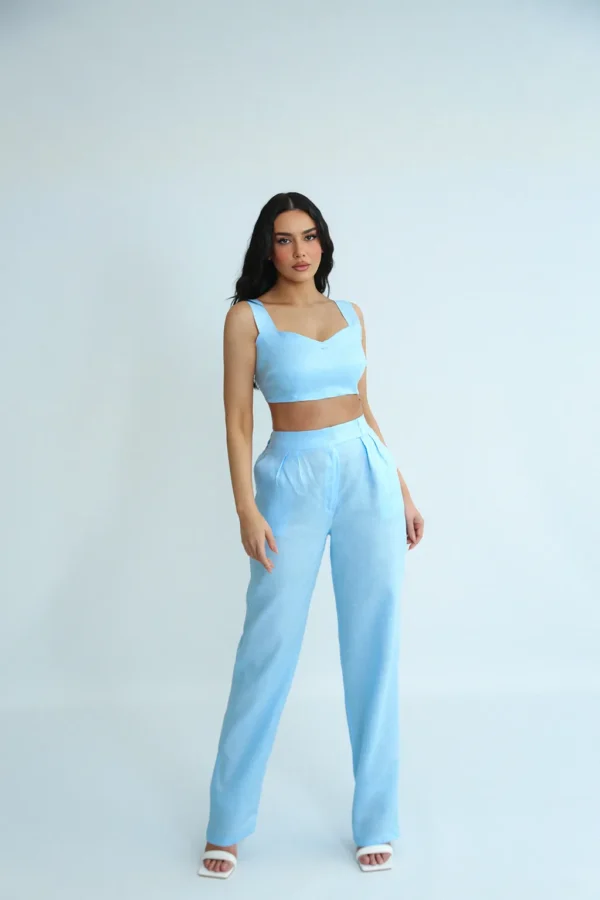 LINEN ROOTS PANTS IN BABY BLUE - Image 4