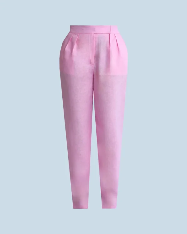 LINEN ROOTS PANTS IN BABY PINK