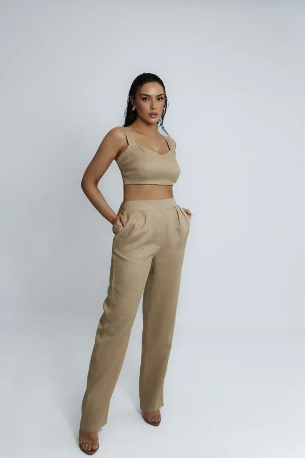 LINEN ROOTS PANTS IN BEIGE - Image 4