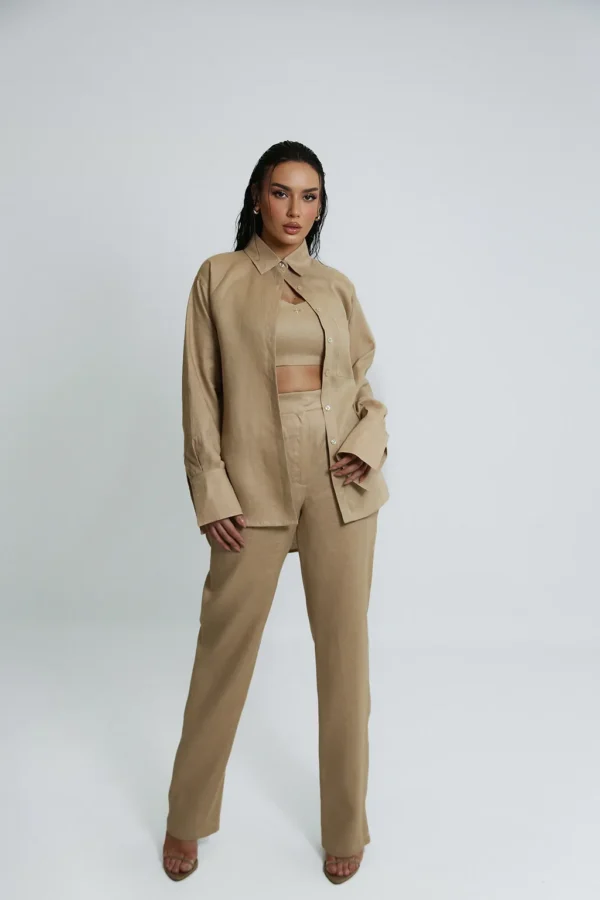 LINEN ROOTS PANTS IN BEIGE - Image 3