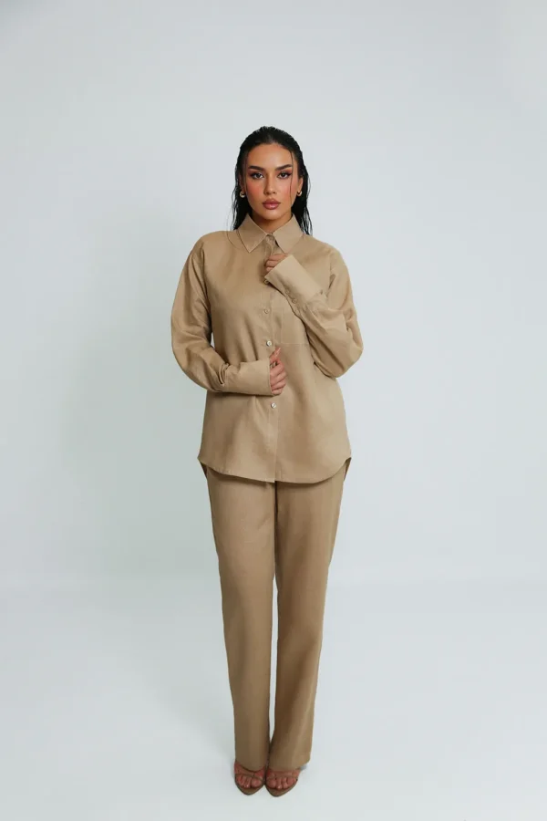 LINEN ROOTS PANTS IN BEIGE - Image 2