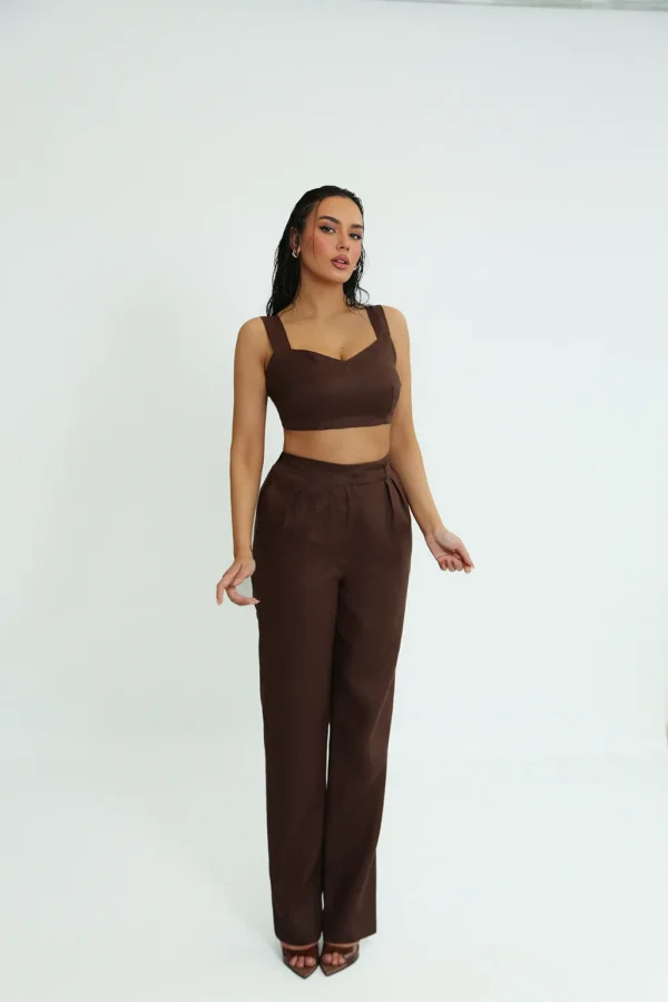 LINEN ROOTS PANTS IN BROWN - Image 2
