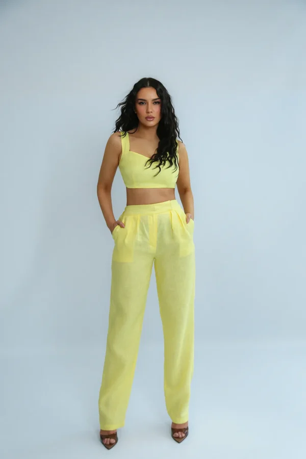 LINEN ROOTS PANTS IN YELLOW - Image 2