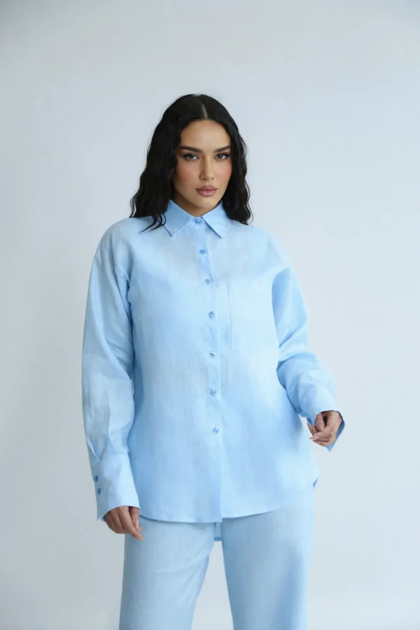LINEN ROOTS SHIRT IN BABY BLUE - Image 2