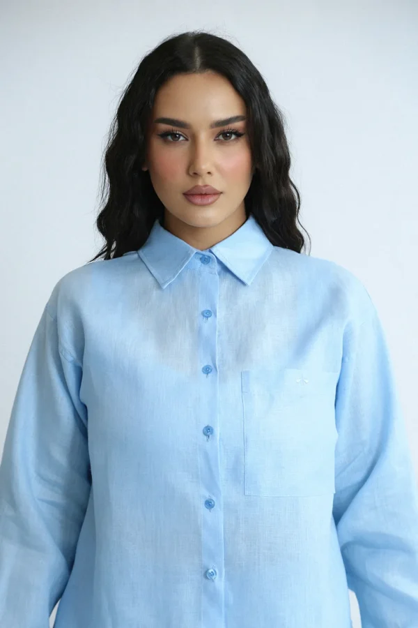 LINEN ROOTS SHIRT IN BABY BLUE - Image 3