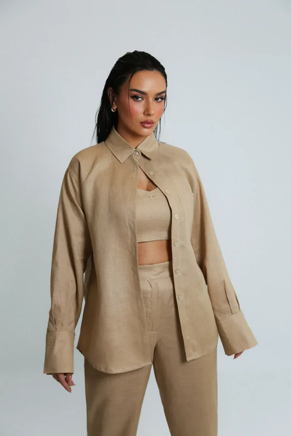 LINEN ROOTS SHIRT IN BEIGE - Image 4