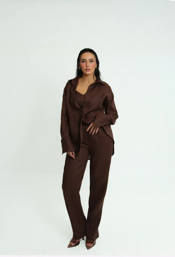 LINEN ROOTS SHIRT IN BROWN - Image 4