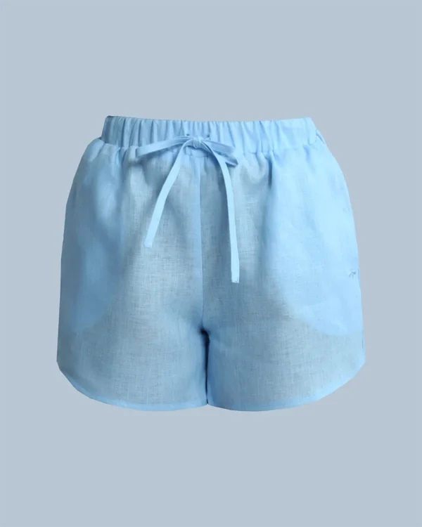 LINEN ROOTS SHORTS IN BABY BLUE