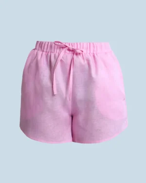 LINEN ROOTS SHORTS IN BABY PINK