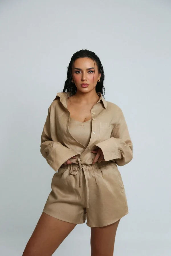 LINEN ROOTS SHORTS IN BEIGE - Image 2