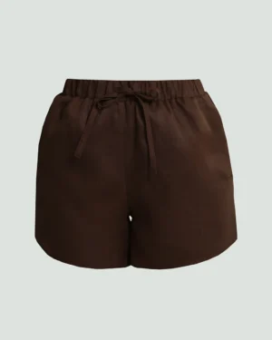 LINEN ROOTS SHORTS IN BROWN