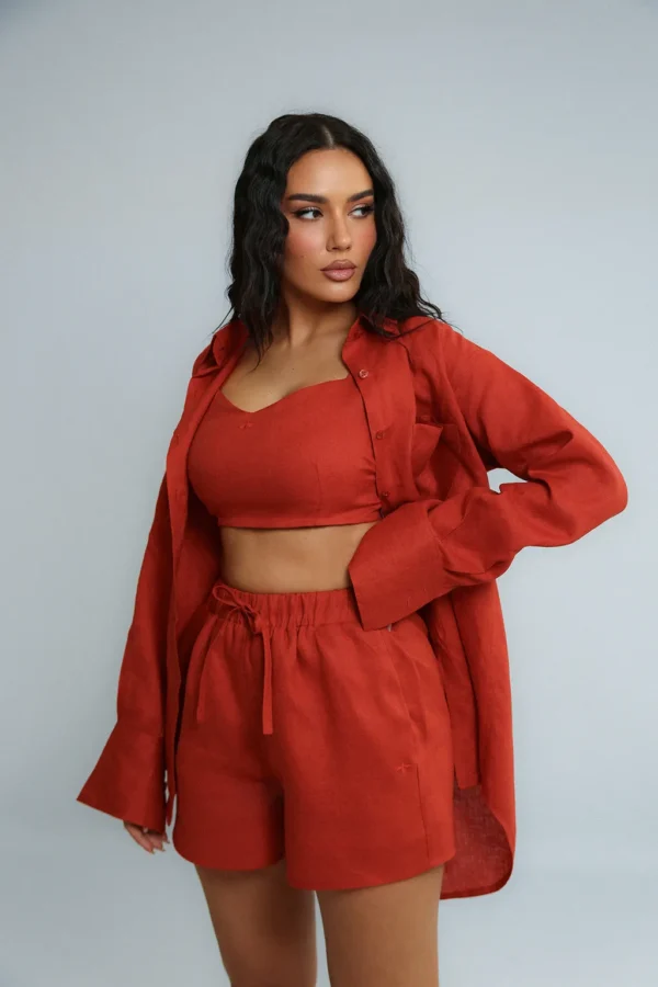 LINEN ROOTS SHORTS IN CINNAMON - Image 2