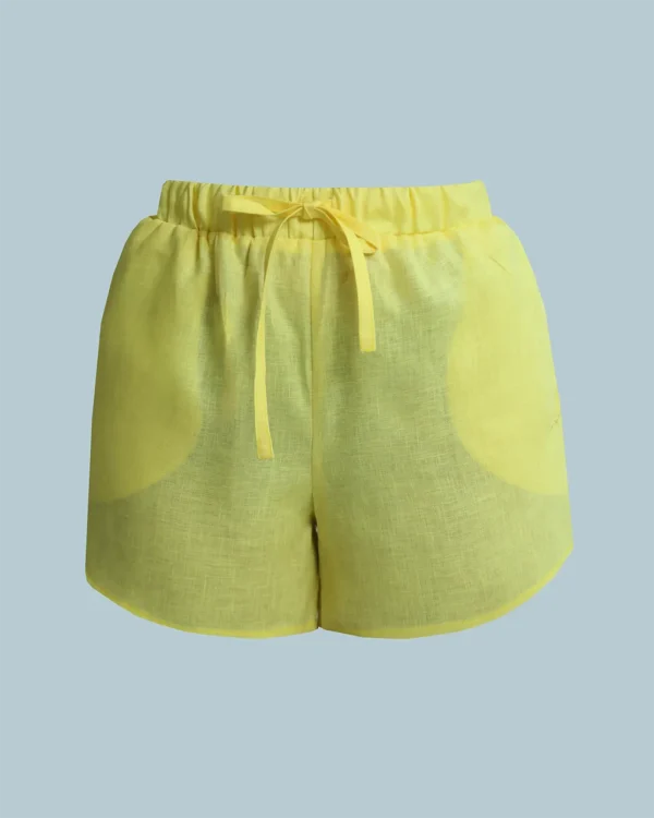 LINEN ROOTS SHORTS IN YELLOW