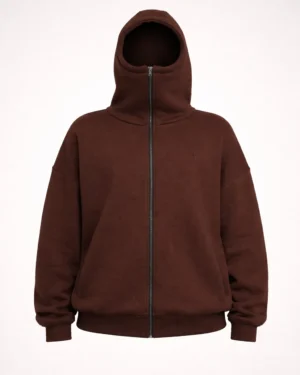 CORE ZIPPING HOODIE IN BROWN