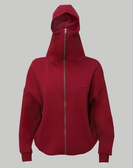 CORE ZIPPING HOODIE IN BORDO