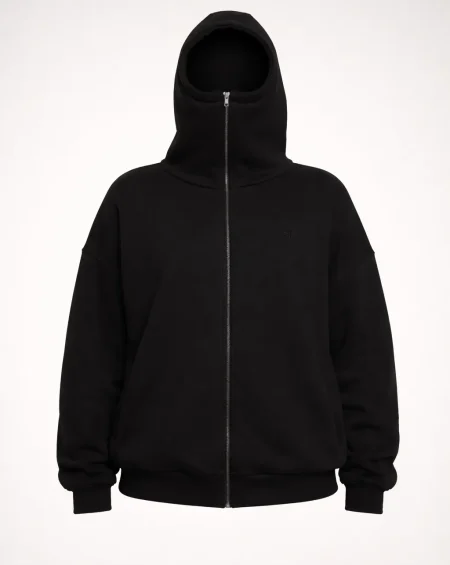 CORE ZIPPING HOODIE IN DEEP BLACK