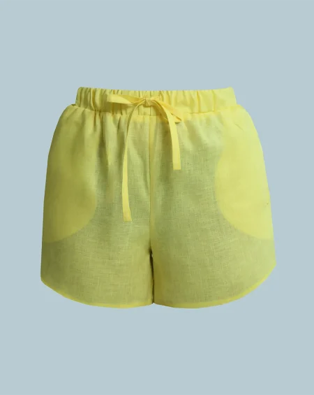 LINEN ROOTS SHORTS IN YELLOW LINEN ROOTS SHORTS IN YELLOW